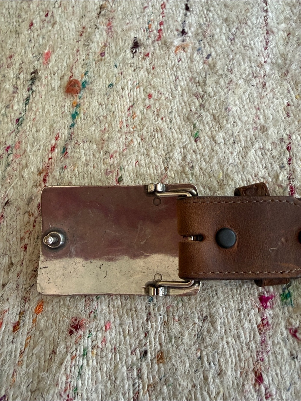 Tony Lama Brown Tooled Leather Belt with Turquoise-Accent Silver Buckle - Picture 6 of 7